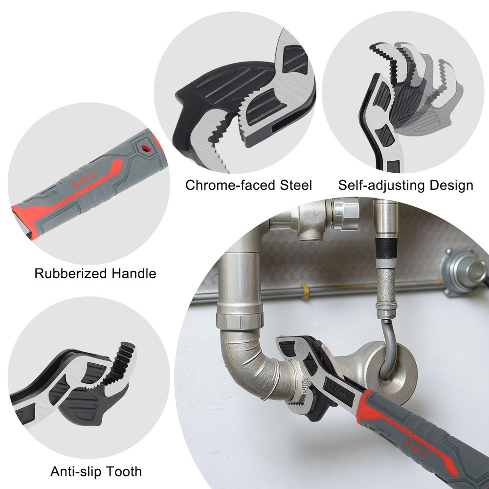 6" 10" Multi-function Magic Wrench Self-Adjusting Spanner Power Grip Pipe Wrench