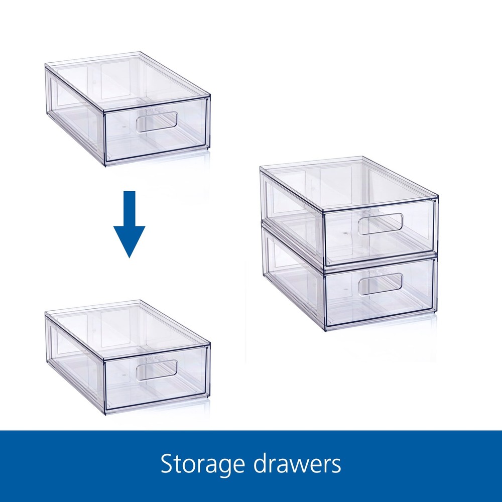 2 pack Clear Glossy Plastic Pull-Out Closet Drawer Small Size Adult Size