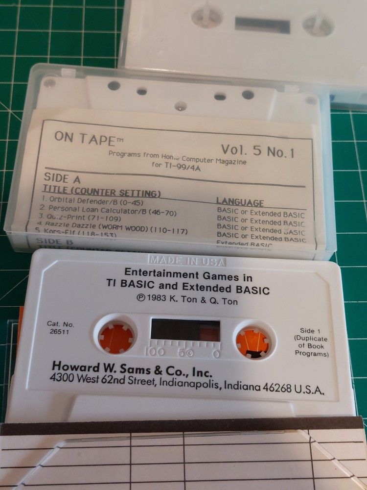 TI-99/4A Cassette Lot Games Basic Extended Programs Dow Aircraft Home Computer