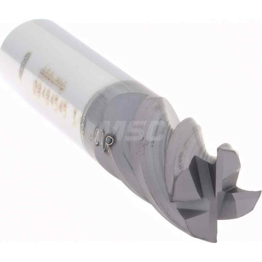 Accupro 3/8" Diam 4 Flute Single End Solid Carbide 0.01" Corner Radius End Mi...