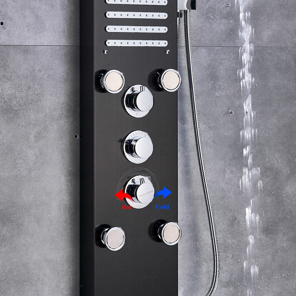 ELLO&ALLO LED Shower Panel Tower Rainfall &Waterfall Massage Body System Jet ℉