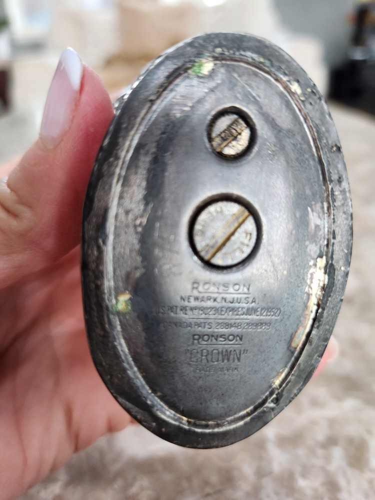 Vintage Ronson Crown Silver Plated Table Cigarette Lighter