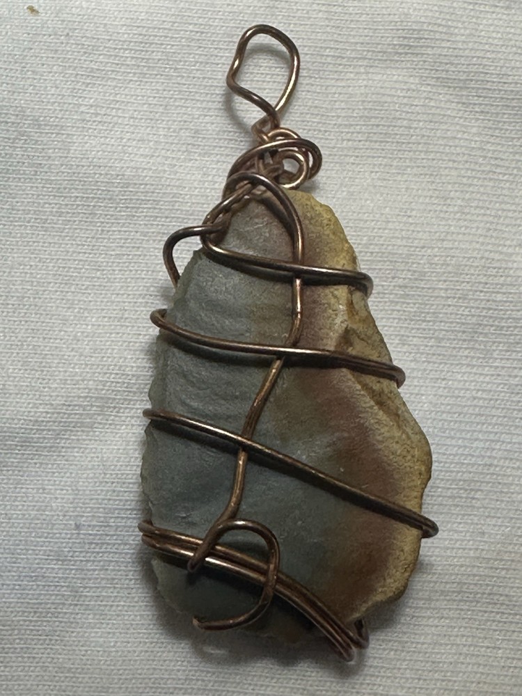 Agate Copper Wire-Wrapped Gemstone Pendant 2-inch
