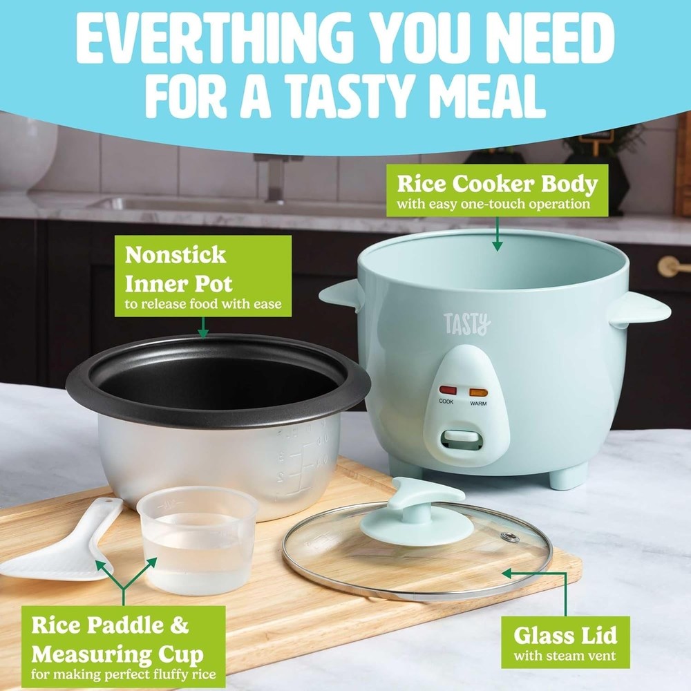 Mini Rice Cooker with Removable Nonstick Bowl and Auto Keep Warm Function, Gr...
