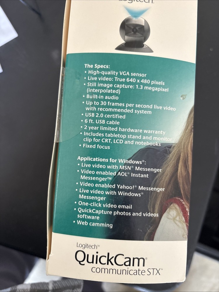 Logitech QuickCam Communicate STX Computer Webcam Video USB Black NOS
