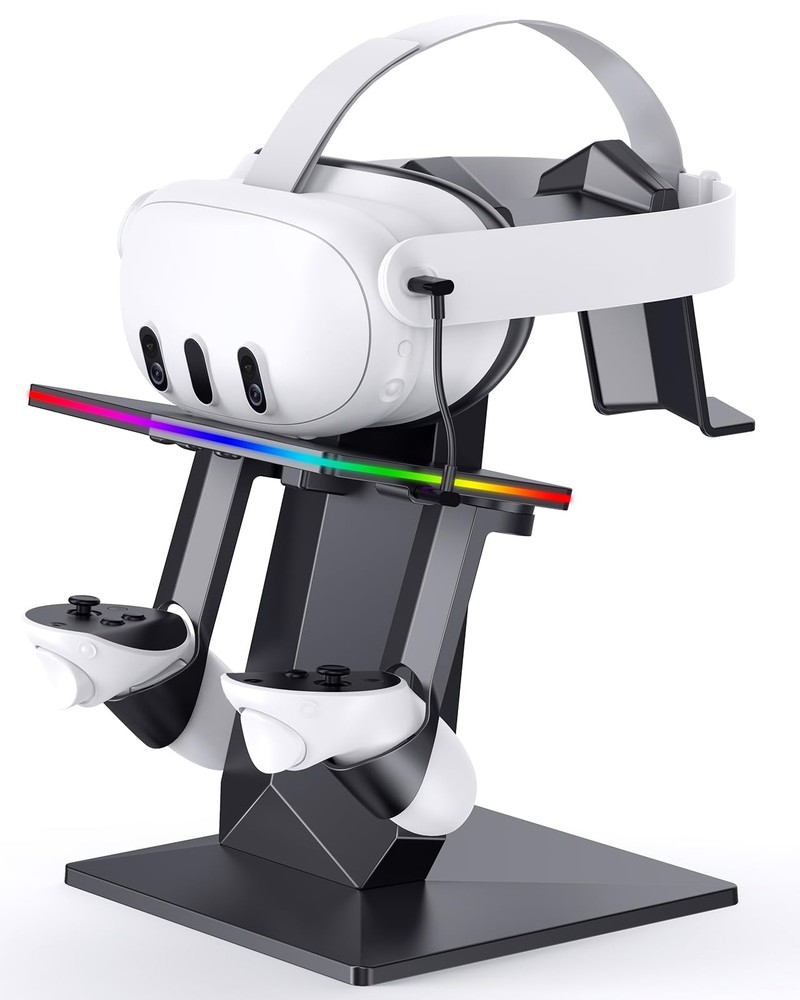 RGB Charging Dock Stand for Quest 3, 3S, 2 - Vertical with Light Effects