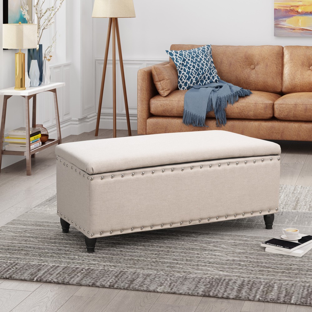 Storage Bench with Birch Legs and Storage Space