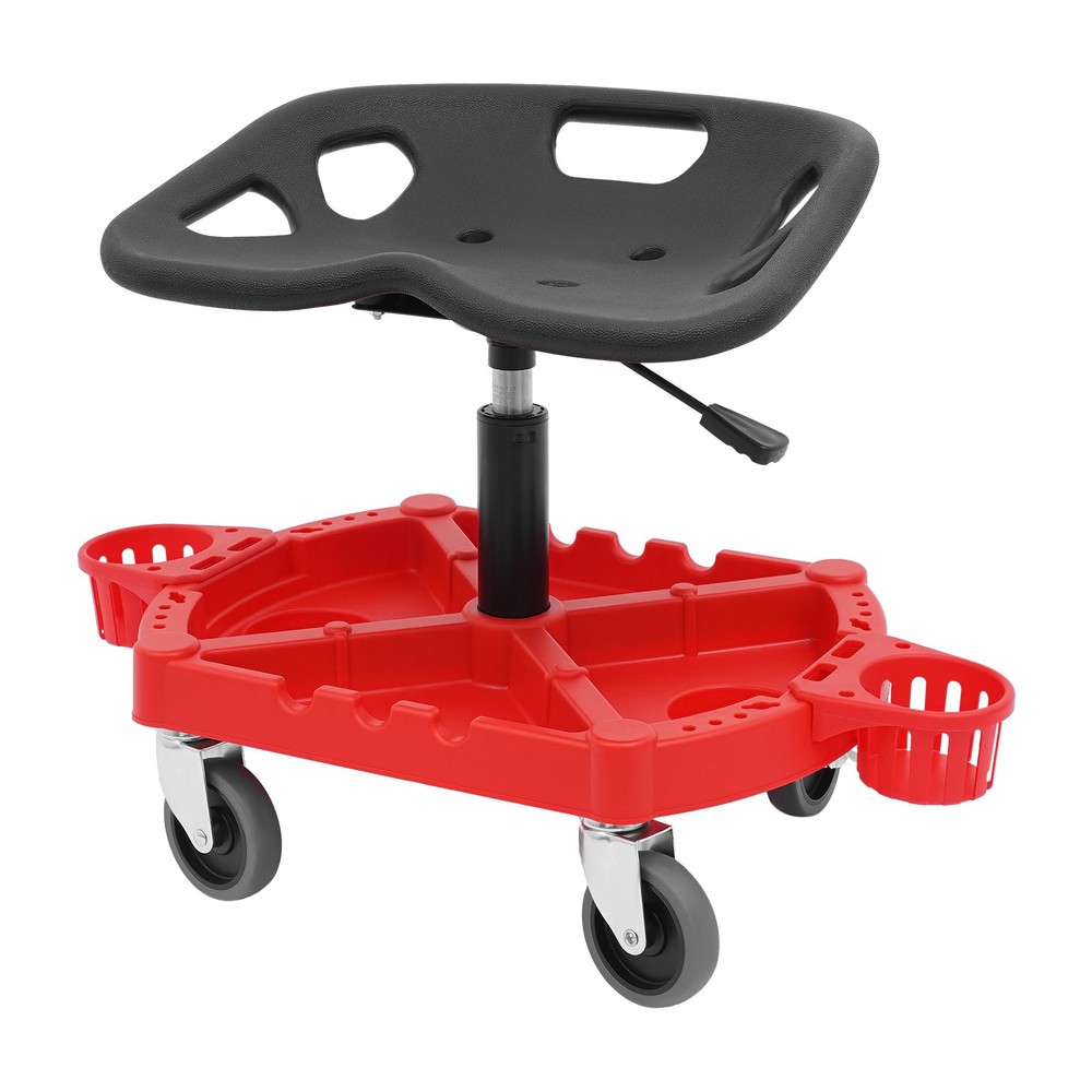 Sturdy Rolling Garage Stool with Backrest & Tool Tray - 330lbs Capacity