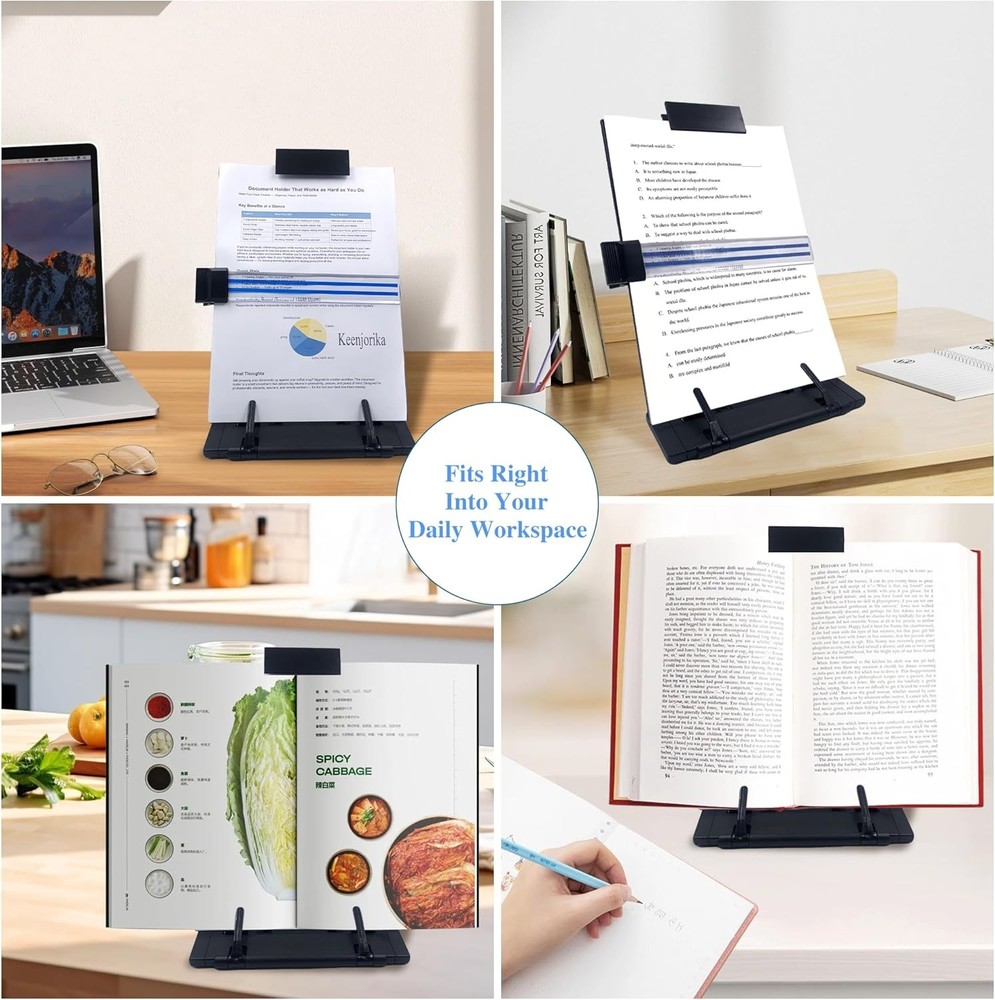 Desktop Document Book Holder W/ 7 Adjustable Positions Black Document Holder