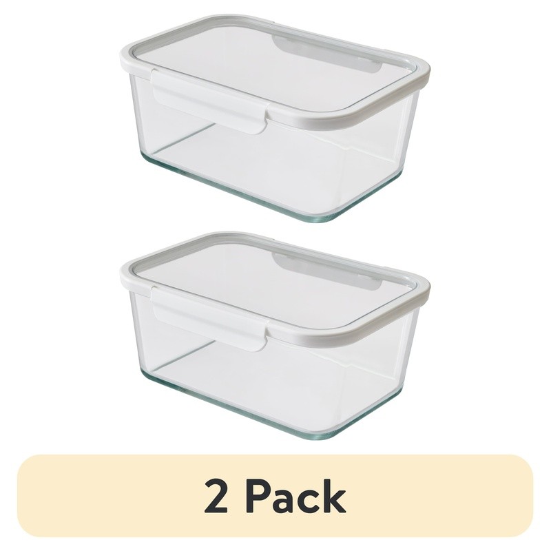 14 Cup Glass Food Storage Container Set Tritan Lid Microwave Safe Stackable New
