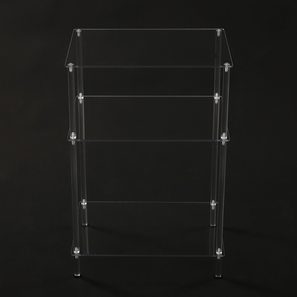3 Tiers Acrylic Side Table Small End Table Modern Nightstand With Rubber Pads