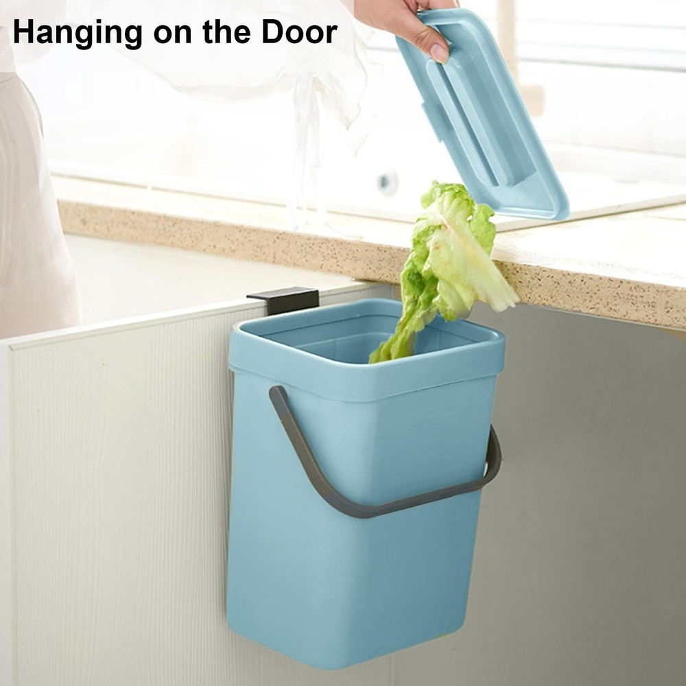 Hanging 3L Compost Bucket - Odorless & Compact Kitchen Waste Solution in Blue