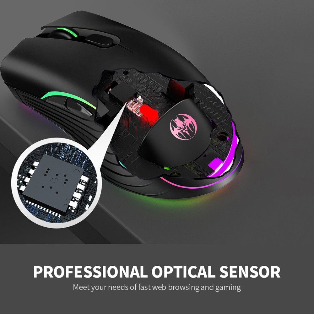 Gaming Mouse Wireless USB Rechargeable 7 Color LED Backlight Optical Mice for PC