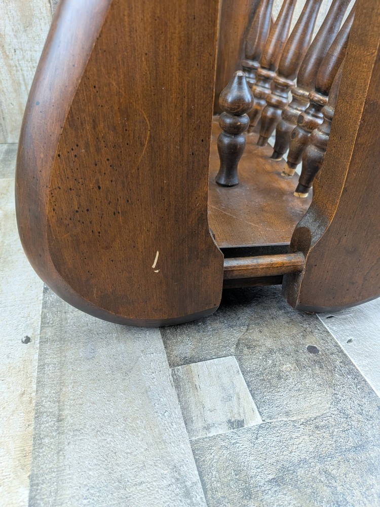 Vintage MCM Solid Wood Magazine Rack Holder Spindles