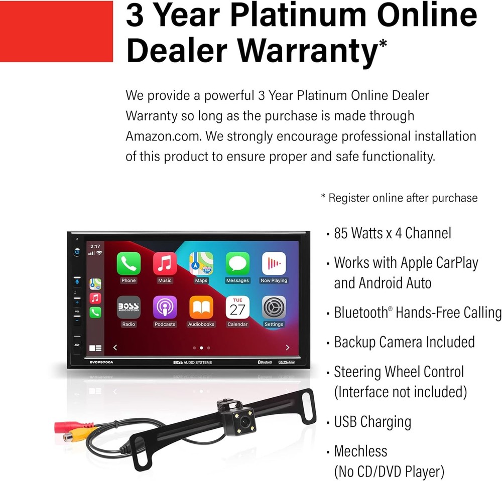 7in Double Din Car Stereo Apple CarPlay Android Auto