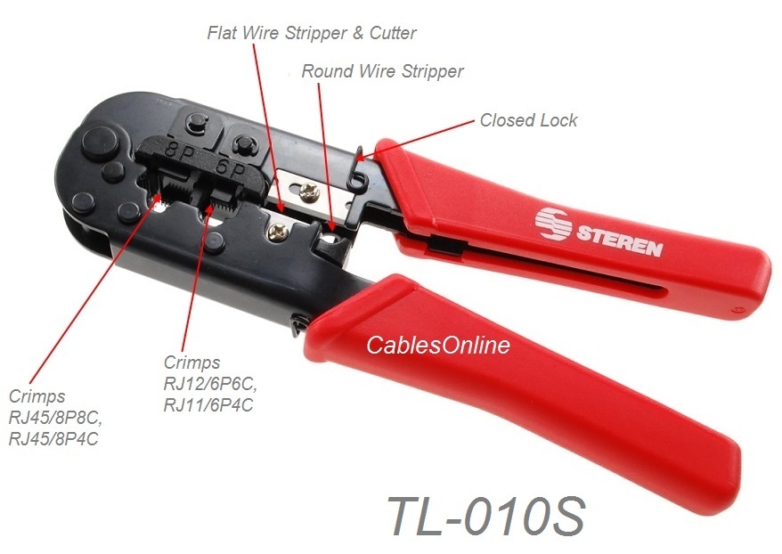 Modular RJ45, RJ12, RJ11 Crimping/Stripping/Cutting Tool