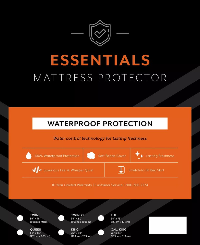 SensorPEDIC Essential Waterproof Soft Fabric Quiet 180TC Mattress Protector KING