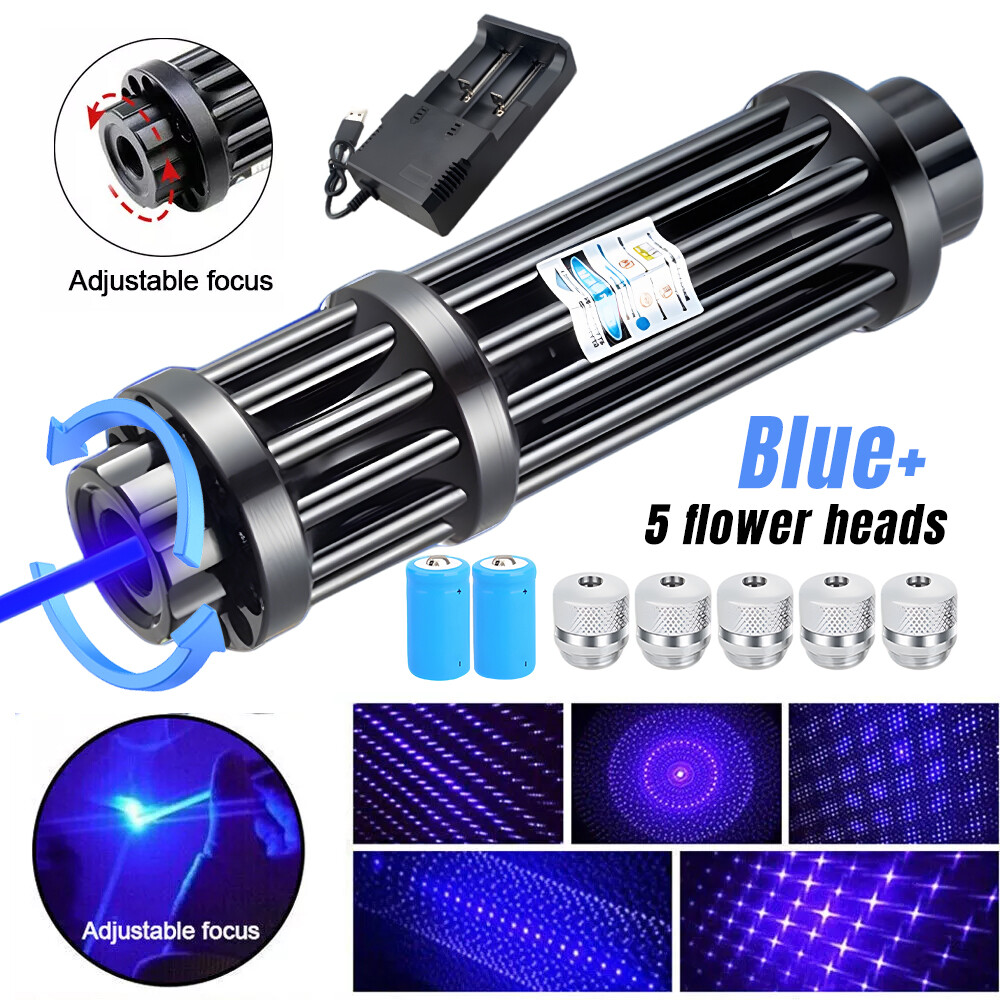 Adjustable Blue Burning Laser Pointer Visible Star Light Beam Dot Light Battery