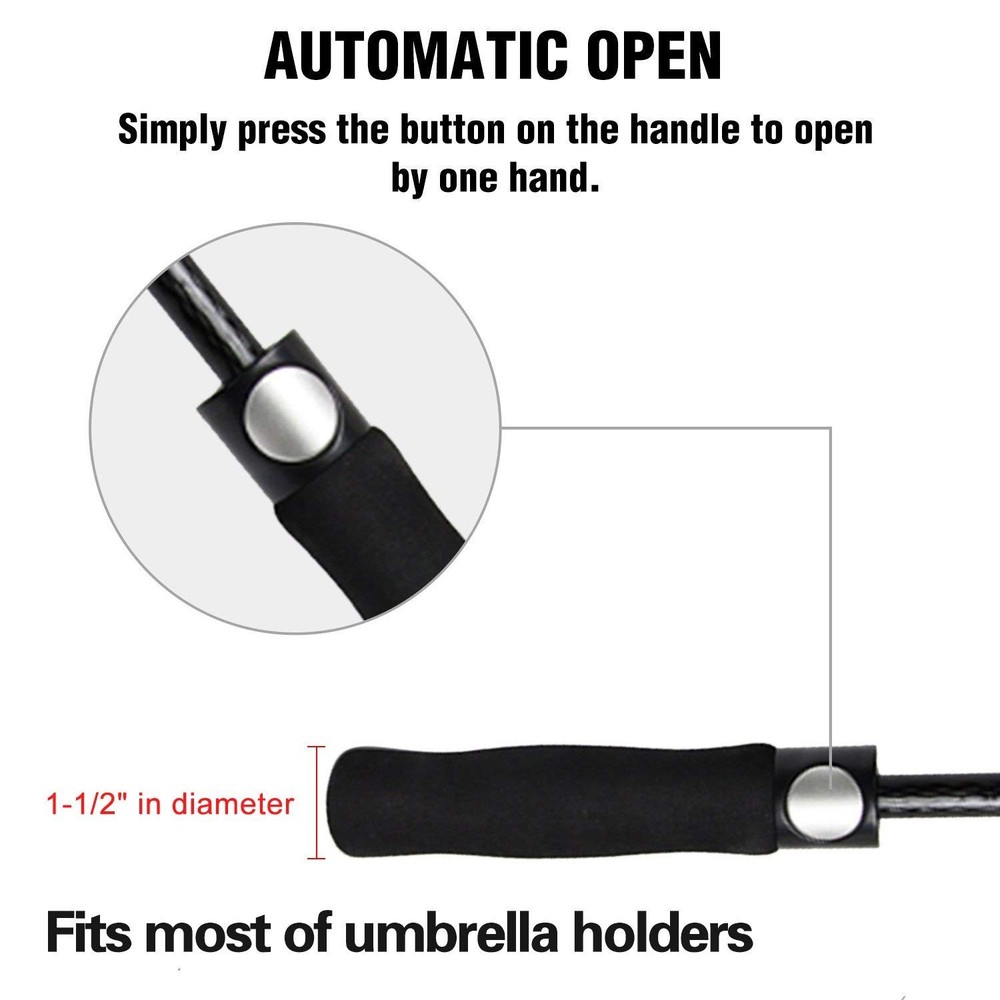 Golf Umbrella Windproof Large 62 Inch, Double Canopy Vented, Automatic Open, ...