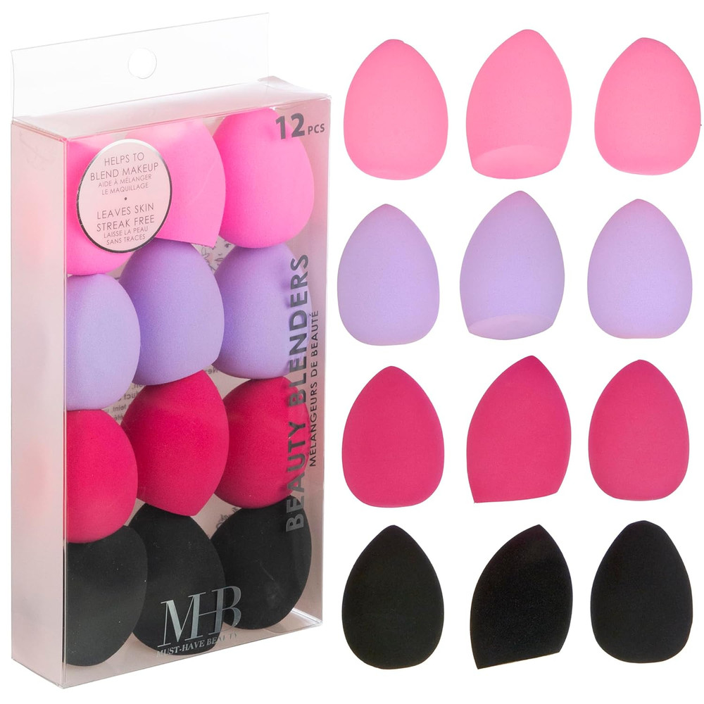 12Pc Beauty Sponge Value Pack - Assorted Cosmetic Makeup Blender Foundation Blus