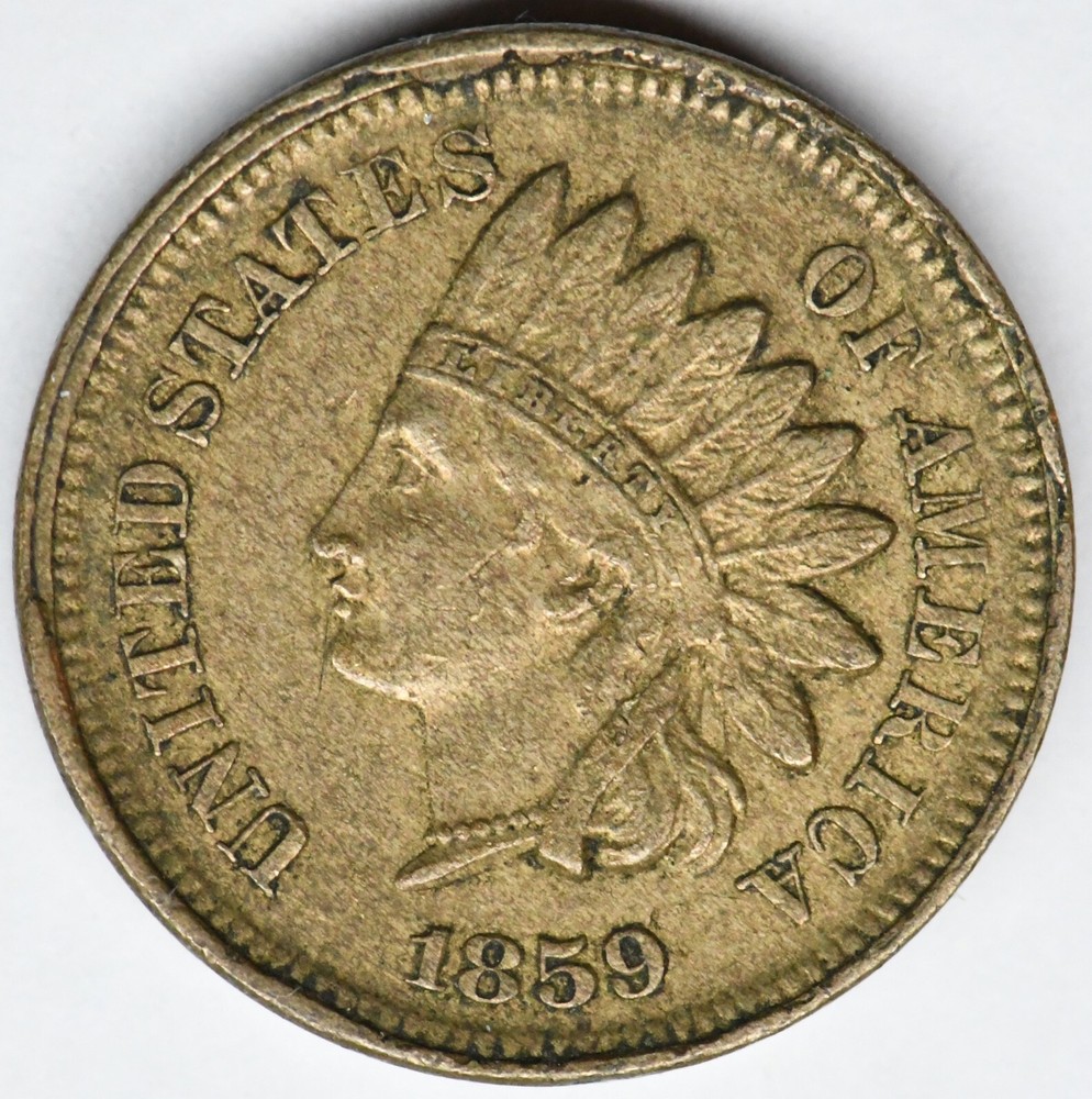 1859 Indian head cent with die cuds