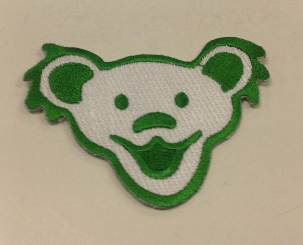 GRATEFUL DEAD EMBROIDERED GREEN JERRY BEAR FACE PATCH