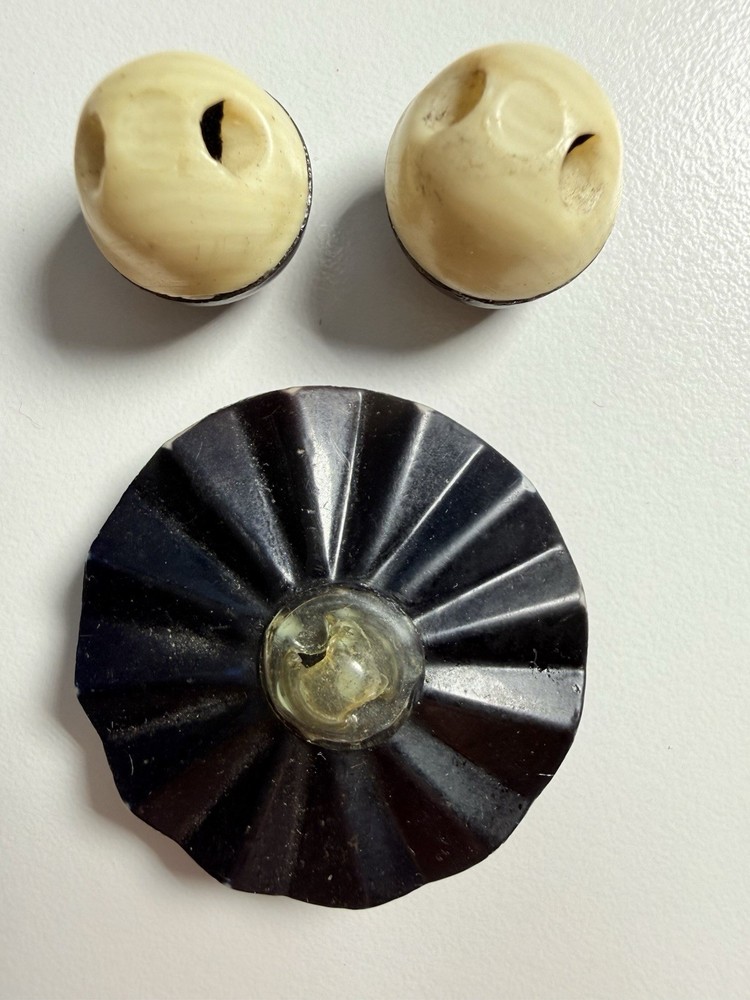 Three Vintage Black and White Celluloid Buttons 3131)