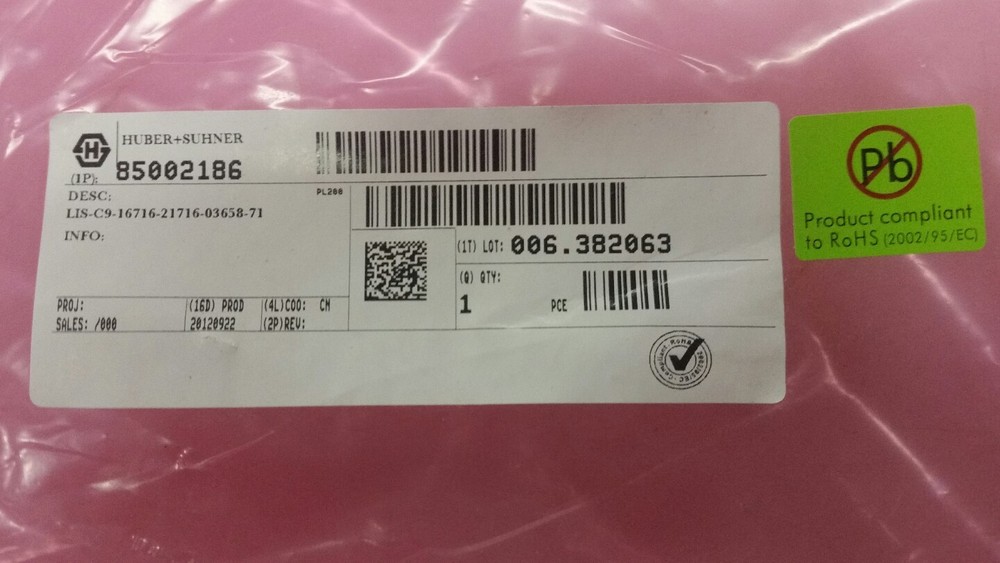 ***NEW***Huber+Suhner #(85002186) 12' CABLE ASSEMBLY