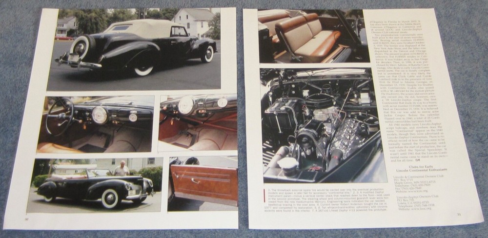1939 Lincoln Continental History Info Article "Prototype for Greatness"