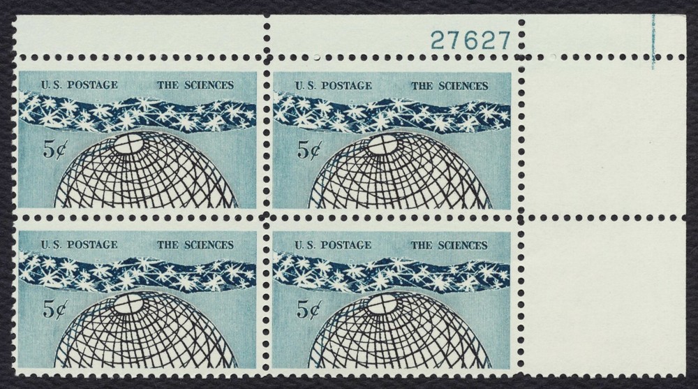 #1237 5c The Sciences, Plate Block [27627 UR] Mint **ANY 5=FREE SHIPPING**