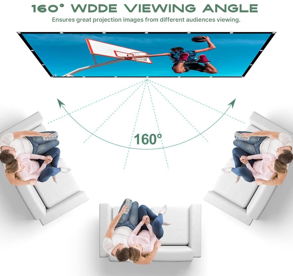 100 Inch Foldable Projector Screen 16:9 Washable