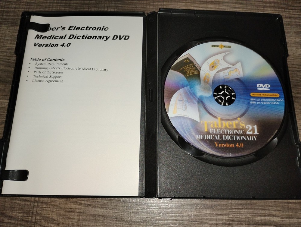 Taber's 21 Electronic Medical Dictionary Version 4.0 PC/Mac DVD-ROM Windows XP