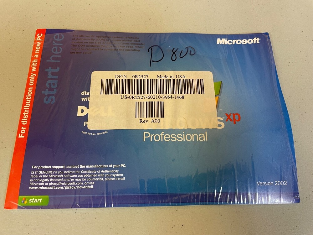 Windows XP Professional 2002 Version SP 1a Sealed