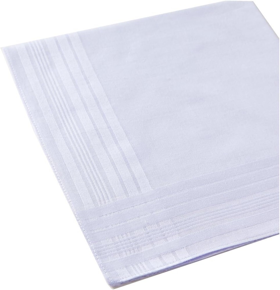 Men's Pure White 100% Cotton Handkerchief