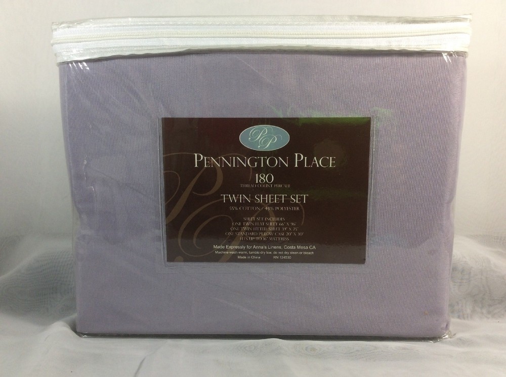 Pennington Place 3 Pc Twin Sheet Set 180 Thread Count Lilac