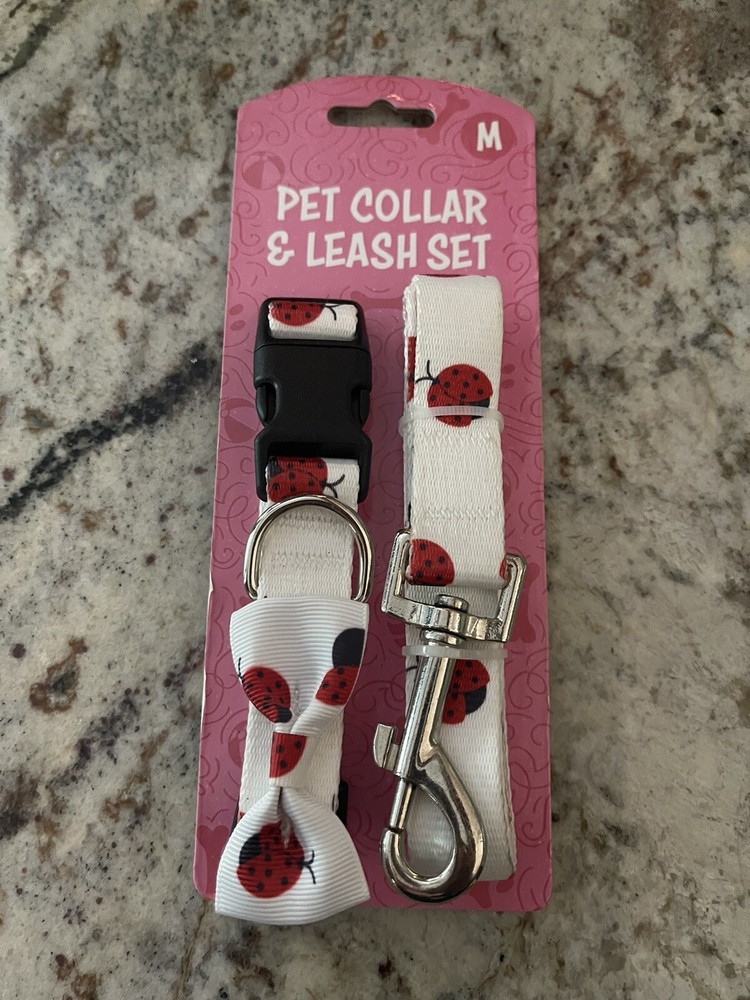 Pet Ladybug Collar & Leash Set New