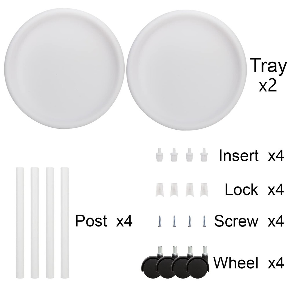 Evelyne White Mini Rolling Craft Side Double Deck Desk Portable End Table