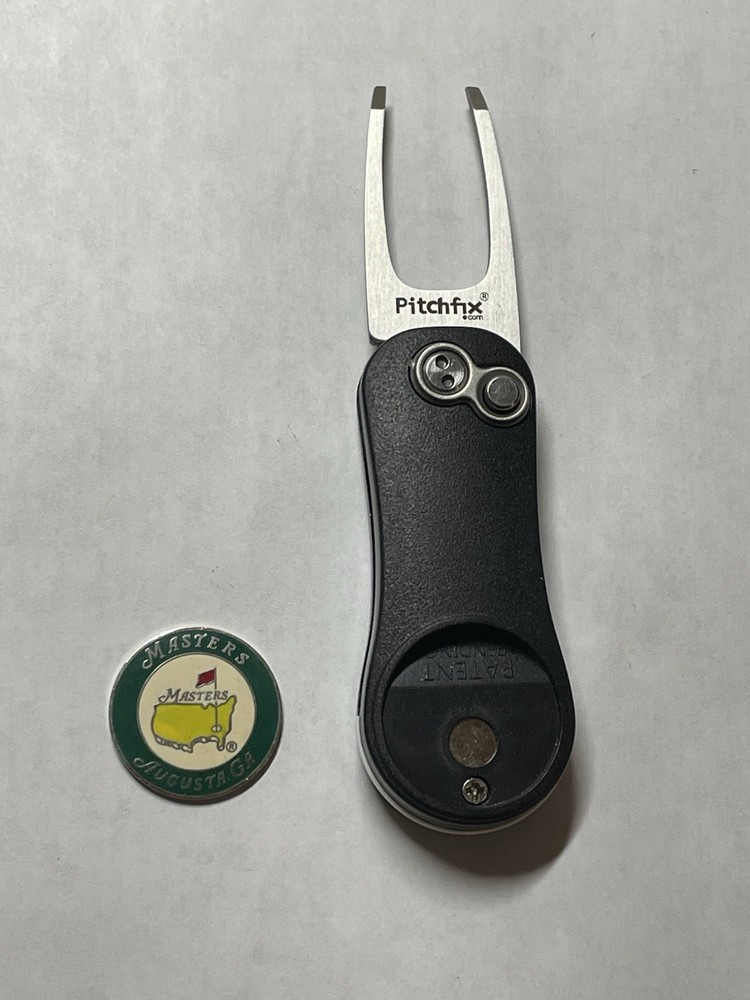 (1) Pitchfix Golf Switchblade Divot Tool & Masters 1" Coin Style Golf Marker