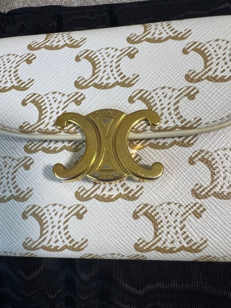 CELINE Tri fold Wallet White From Japan
