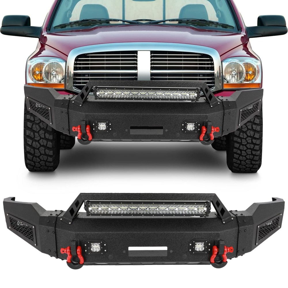 Front Bumper for 2006-2008 Ram 1500 Textured Black with D-ring LED Lights