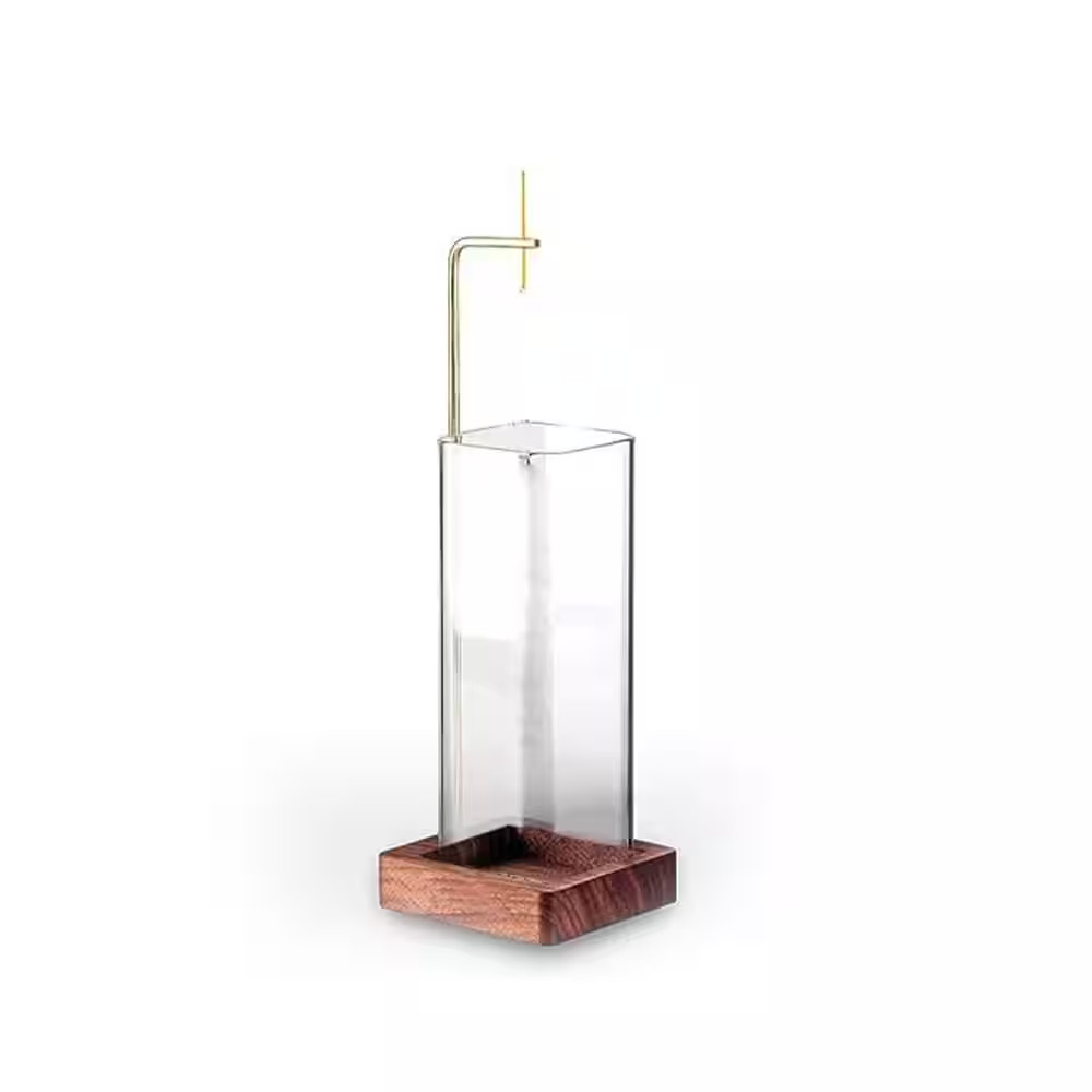 Walnut and Brass Incense Holder with Removable Glass Ash Catcher