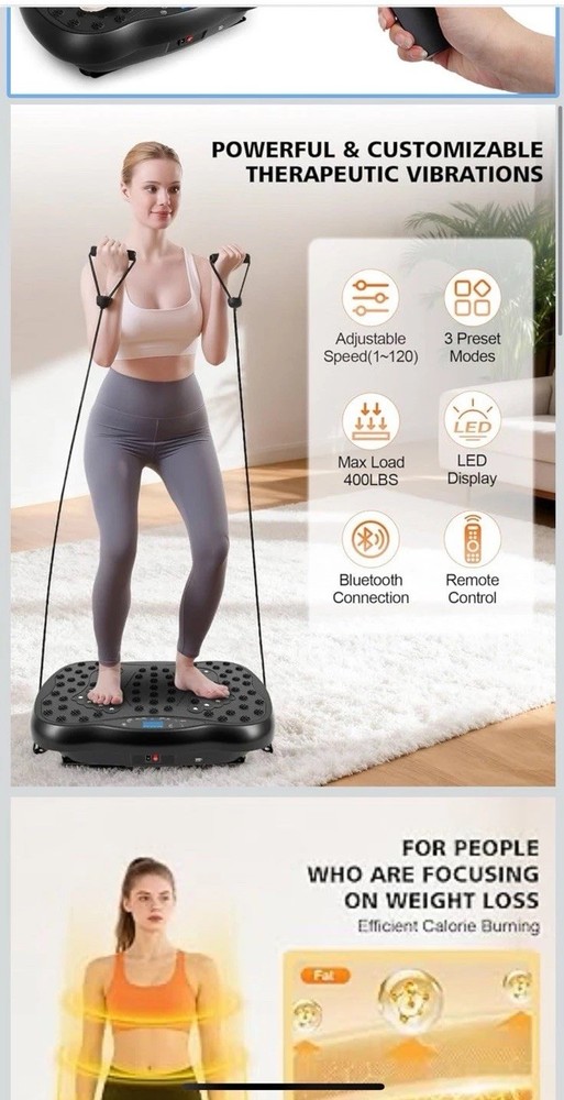 Vibration Plate Exercise Machine, 3 Workout Modes & 120-Level Vibration Platf...