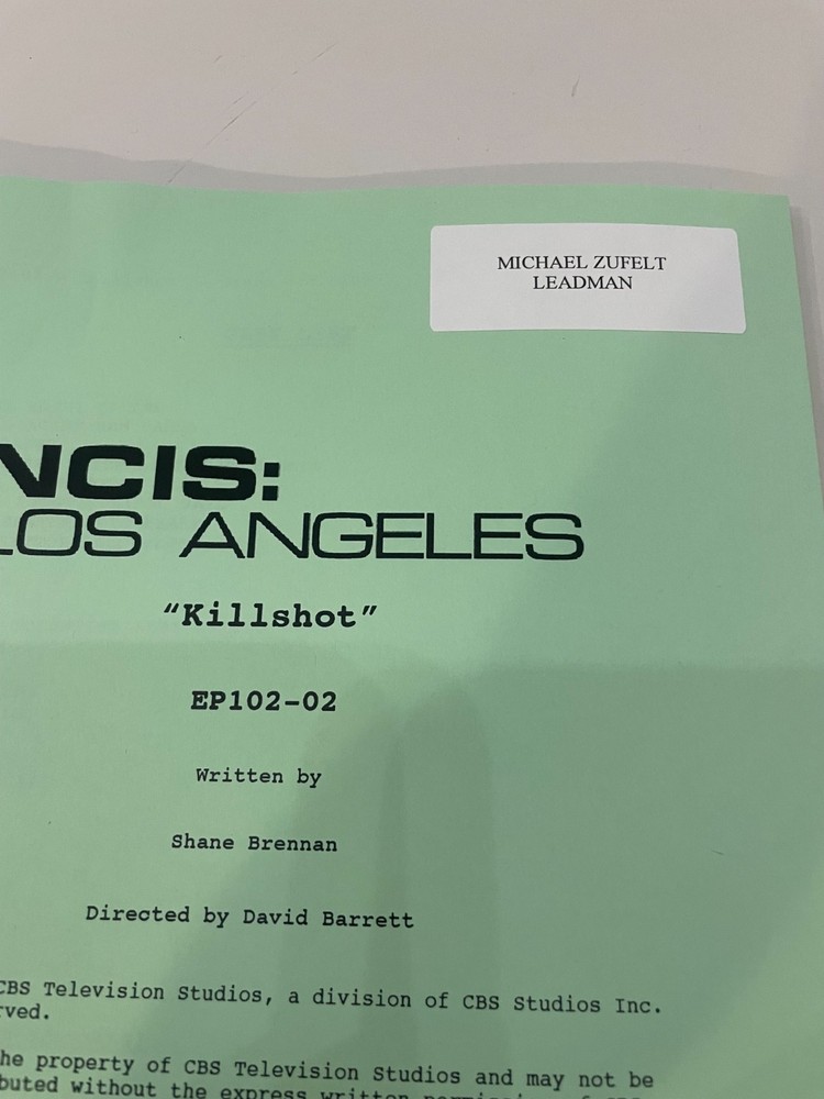 “NCIS: Los Angeles” Authentic Tv script Used On Set. "Killshot" EP- 102-02