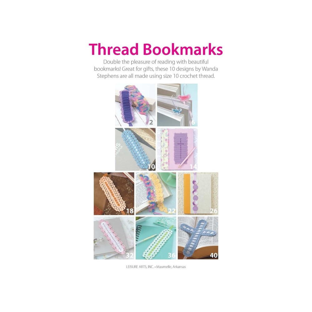 Leisure Arts Crochet Thread Bookmarks Book Multi Color