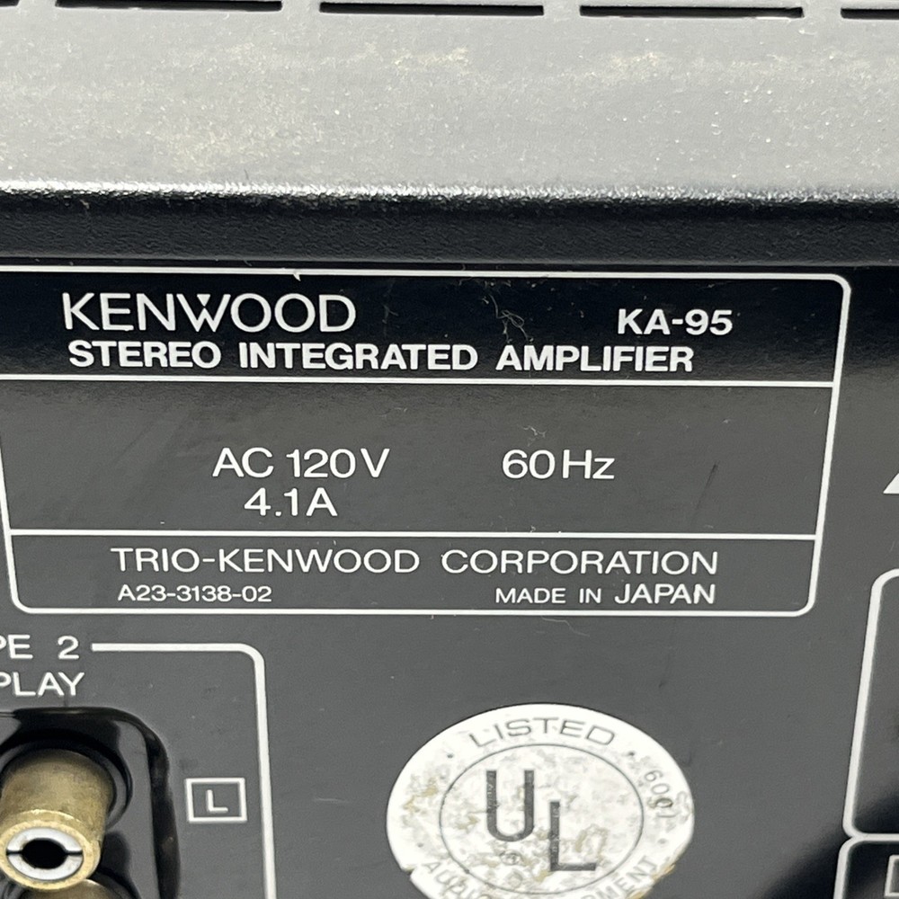 Kenwood KA-95 Amplifier Works Tested Input Source Buttons Return Issue