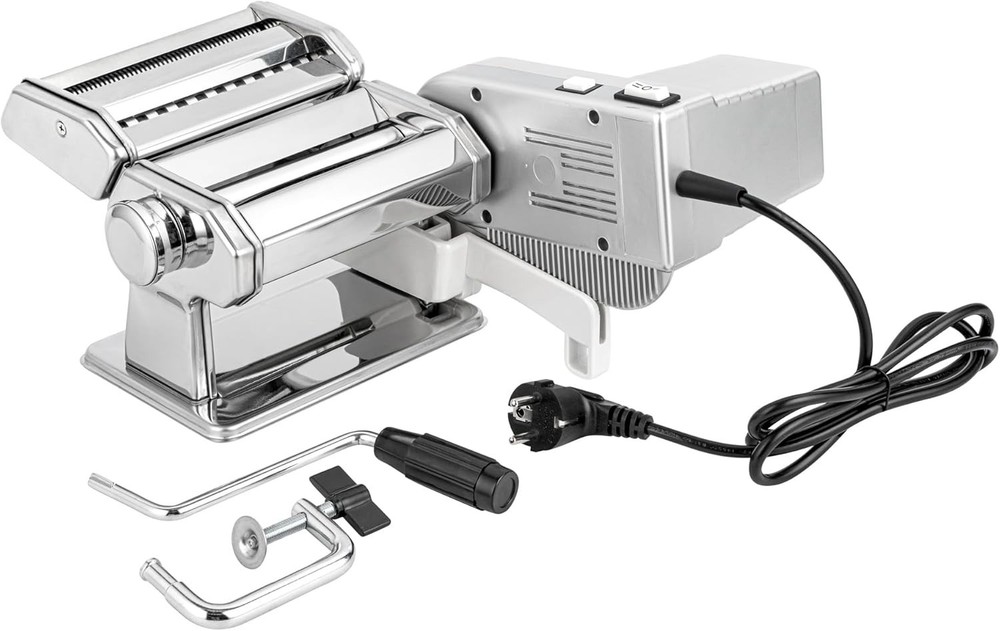 Electric Pasta Maker Stainless Steel Semi-Automatic 9 Settings Silver