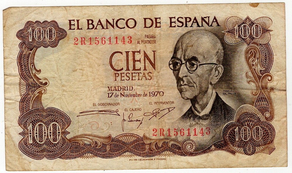 SPAIN 1970 BANKNOTE 100 PESETAS