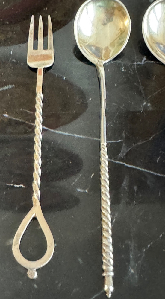 Old Russian Silver Spoons and Small Fork 29 Grams