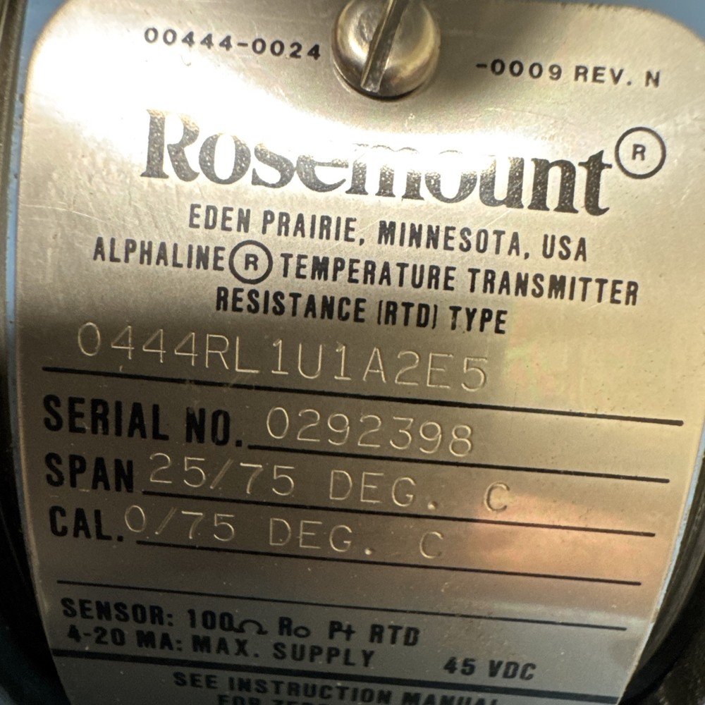 Rosemount 0444RL1U1A2E5 Alphaline Temperature Transmitter