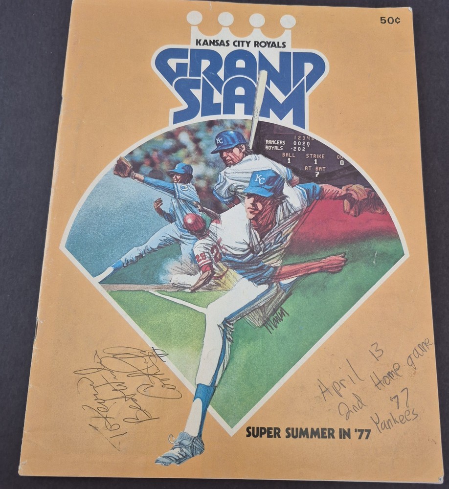 Royals Vs Yankees 1977 Grand Slam Program With Cookie Rojas Autograph
